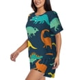 thumbnail image 2 of Kdxio Cartoon dinosaur Print Pajamas Sets for Women Short-Sleeved Pjs with Lounge Shorts Two Piece Sleepwear S-4XL, 2 of 8
