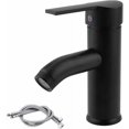 thumbnail image 1 of Grifo de lavabo negro, grifo de agua fría y caliente, mezclador de baño de acero inoxidable, para lavabo o lavabo de baño, lavabo de mano, agua caliente y fría ajustable, 1 of 5