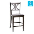 thumbnail image 5 of Emma + Oliver Wooden Farmhouse Counter Height Dining Stool with Carved Backrest, Gray (Set of 2), 5 of 13