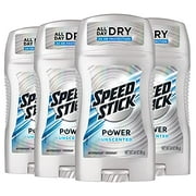 Speed Stick Antiperspirant Deodorant for Men, Unscented Deodorant, 3 Oz, 4 Pack