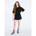 thumbnail image 3 of Joyspun Women's French Terry Lounge Sleep Short Sleeve Top and Shorts Set, 2-Piece, Sizes XS-3X, 3 of 6