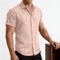 thumbnail image 5 of LEKWK Linen Tops for Men Collared Button Down Shirts Lightweight Short Sleeve Rolled Cuff Slim Fit Casual Tees Athletic Work Office Daily Outfits Beige L, 5 of 7