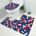 thumbnail image 2 of Red Blue Camo Bold Shapes Pattern Bathroom Rugs Sets 3 Piece,Toilet Cover Set,Absorbent Non Slip Bathroom Mats Sets with U-Shaped Contour Rug Toilet Rug Set, 2 of 5