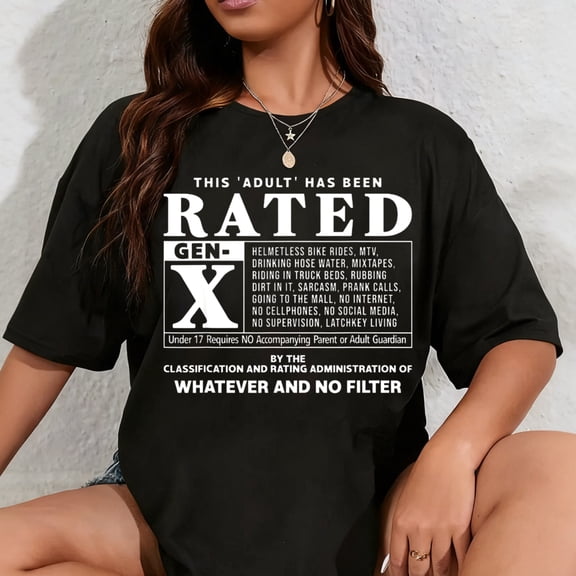 100% Cotton Funny Rated Gen X Generation X 80s Kid Humor T-Shirt
