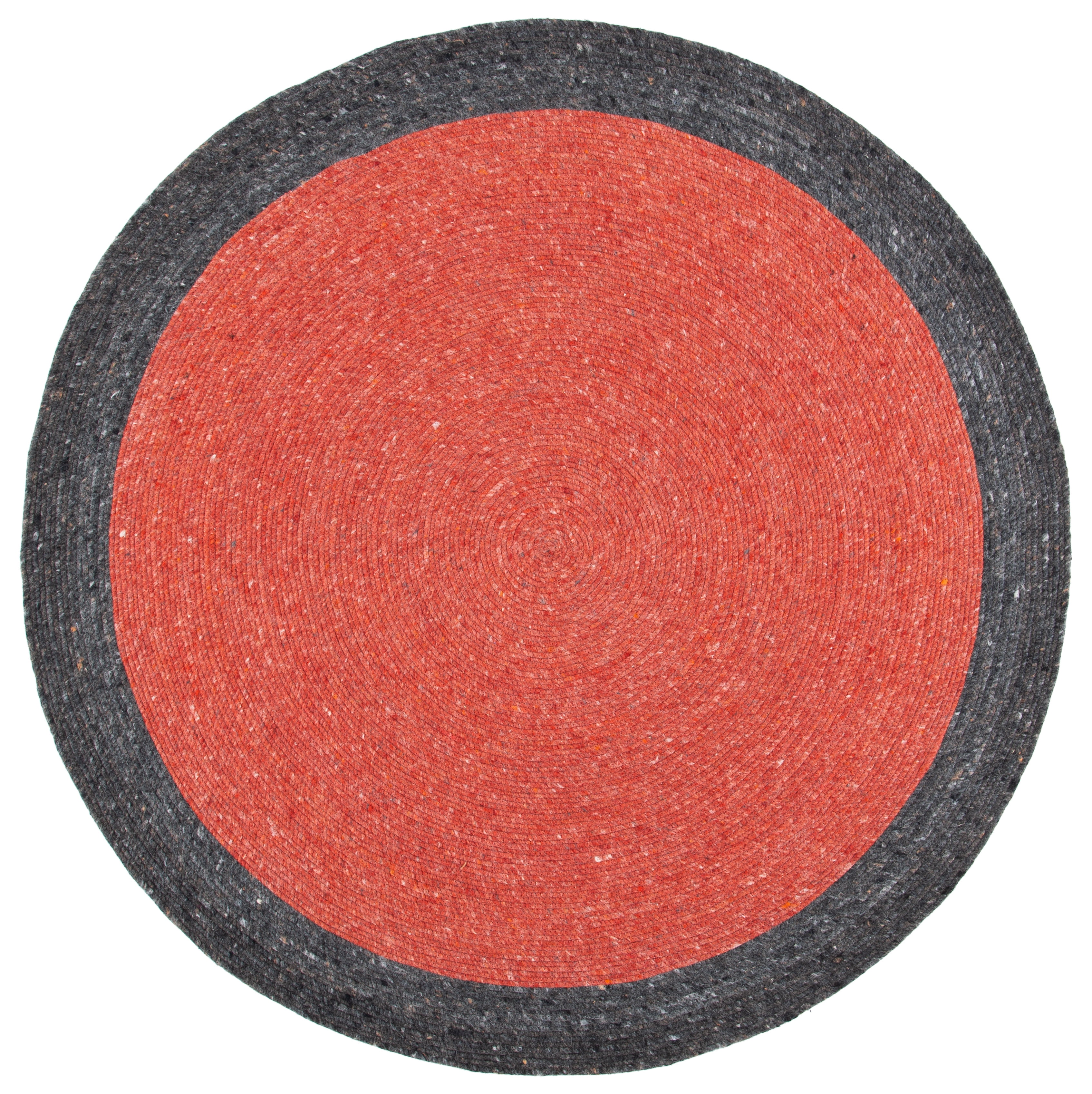 SAFAVIEH Braided Stephen Bordered Reversible Area Rug, Red/Black, 6' x 6' Round