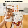 thumbnail image 5 of Botella de agua Kawaii con osito YONGSHENG con pajita y correa 1000 ml rosa, 5 of 5