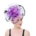 thumbnail image 5 of Clearance! Baberdicy Hats for Women Fascinators Womens Flower Hat for Tea Party Cocktail Ball Wedding Church Double Use of Hair Clips and Hoops Purple, 5 of 8