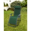 Gravity-Free Recliner, Olefin-Strap Weave, Green and Black