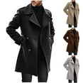 thumbnail image 7 of Lovskoo Men's Classic Notched Collar Double Breasted Wool Blend Pea Coat Long Sleeve Keep Warm Windbreaker Coat Khaki, 7 of 7