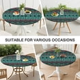 thumbnail image 7 of Cheerful Floral Print Round Table Cover, Boho Aesthetic with Elastic Border, Fits 56 Inch Tables for Kitchen and Patio Dining, 7 of 7