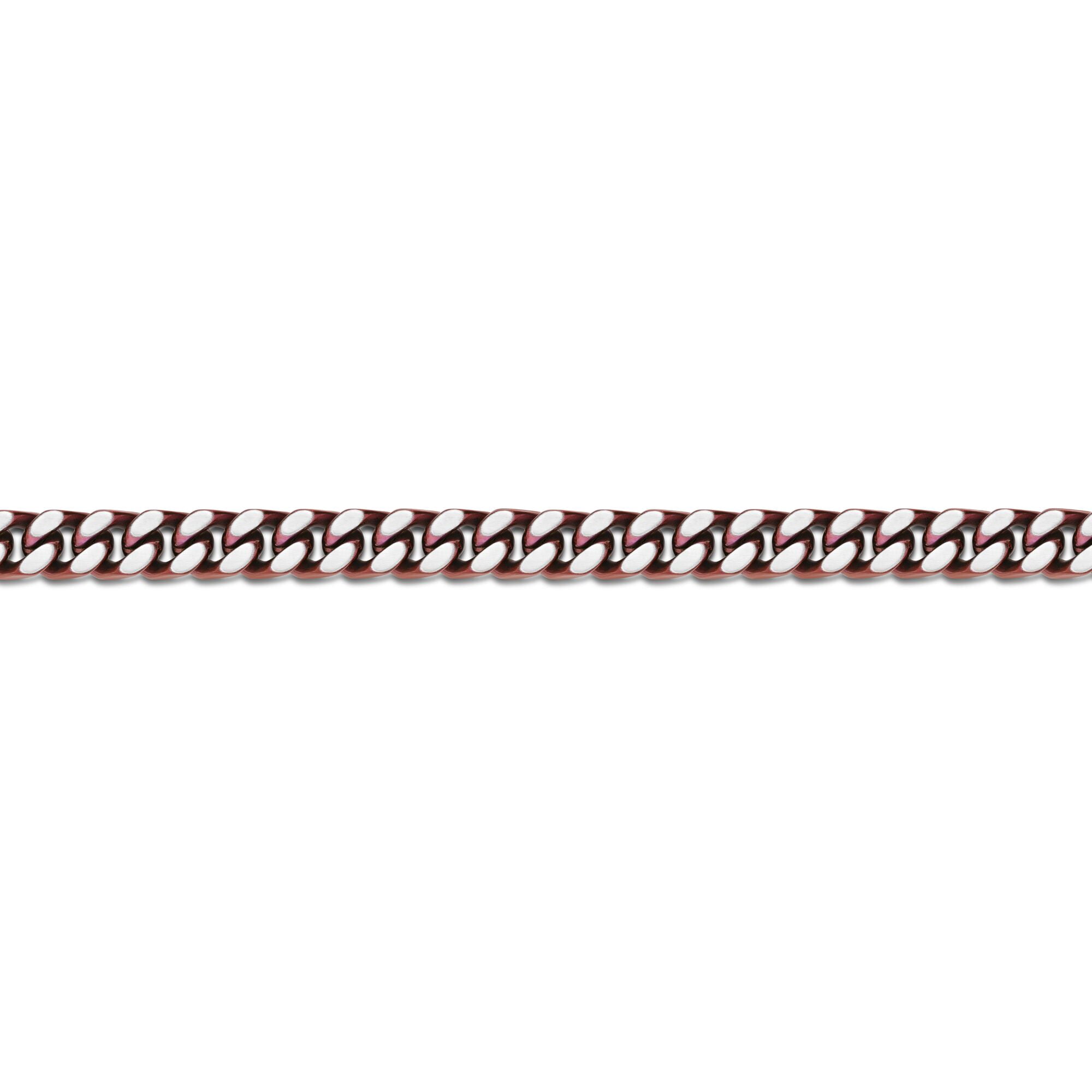 Curb Chain Bracelet for Men in Stainless Steel with Red Ion Plating - 9 Inches Long 12 MM Wide with Push Lock