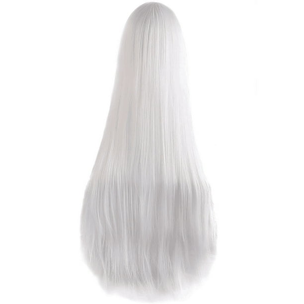 Cos Wig Universal Black White Long Straight Hair Style For Men And Women -  