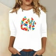 thumbnail image 1 of Qertyioot Cadeau de Saint-Valentin pour Femmes, Chandail Décontracté à la Mode avec Manches 3/4 Imprimé Col Rond, 1 of 4