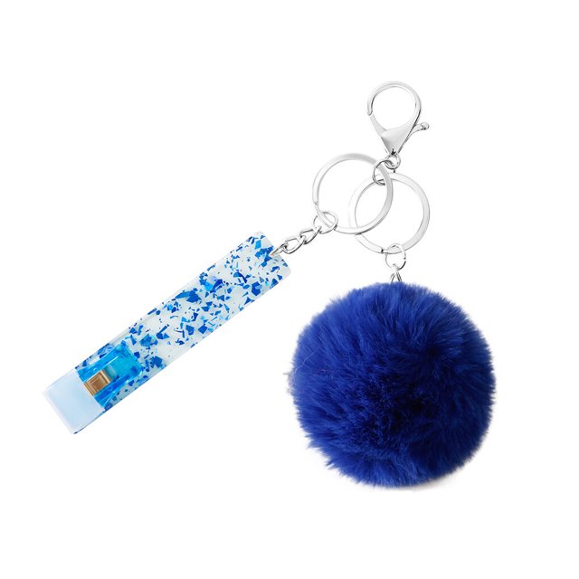 facefd Key Chain Ring Plush Ball Hanging Buckle Portable Keychain Holder Backpack Wallet Bag Decoration Keyring Pendant for Girls Blue