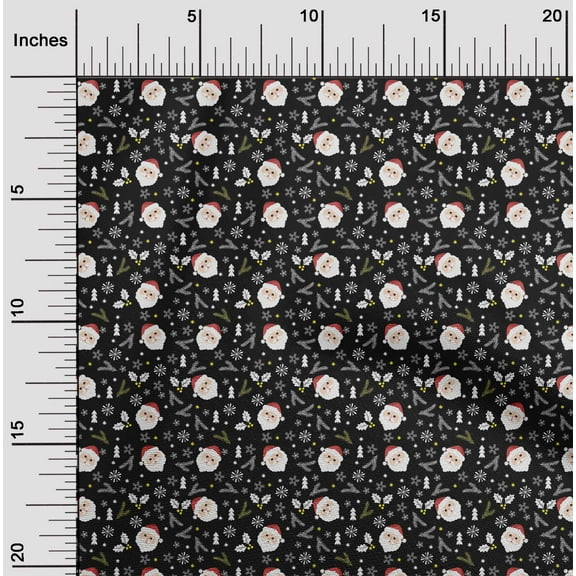 oneOone Polyester Lycra Black Fabric Christmas Sewing Material Print Fabric By The Yard 56 Inch Wide