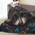 thumbnail image 6 of Cauagu Tribal Style Raccoon Pattern Flannel Bed Blankets,Fleece Blanket Comfortable Air Conditioning Blanket for Sofa Bed Travel Couch & Living Room -50"x40", 6 of 8
