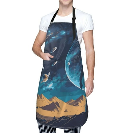 

Kdxio Astronaut In A Space Suit On The Planet Apron with Pockets Adjustable Kitchen Aprons for Men Women Waterproof Aprons for Cooking Drawing Crafting Baking Household Cleaning