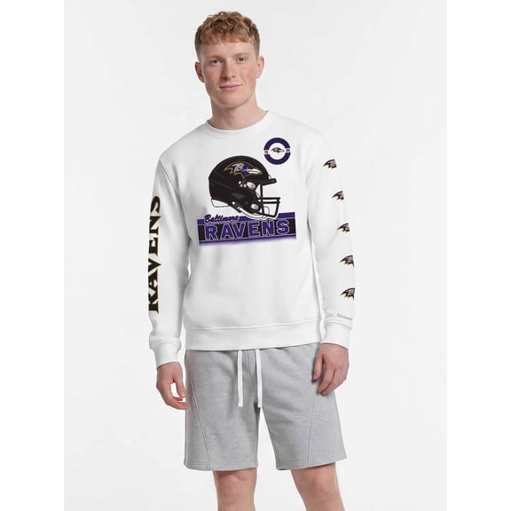 Baltimore Ravens Reebok Mens White Crew Sweatshirt