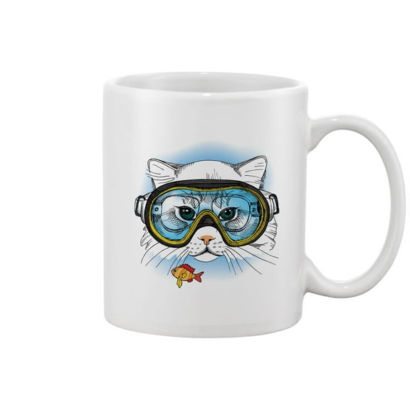 Cat With A Diving Mask Mug -Image by Shutterstock