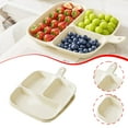 thumbnail image 2 of kowaku 2Pcs Divided Plates Divided Platters with Handle Lightweight Tableware Side Dish Trays for Fruit Kitchen Dipping Sauces Snack White, 2 of 5