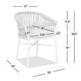 thumbnail image 6 of Miekor Furniture Maiden 24" Barrel Back Aluminum & Rope Outdoor Patio Dining Chair, Set of 2, Wheat Beige Axroma Olefin 5968, 6 of 10