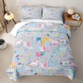 thumbnail image 2 of meiyoeat Cute Unicorn J Initial Twin Quilt Set for Boys Girls, Cartoon Monogram Twin Coverlet Set, Blue Multicolor, 2-Piece, 2 of 7