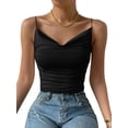 thumbnail image 2 of Women'S Silk Satin Camisole Cowl Neck Tank Top Silky Basic Tank Shirt Black XL, 2 of 9