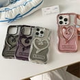 thumbnail image 5 of for iPhone Case,Luxury ElectroPlated Frame Hollow Love Heart Kickstand Shockproof Phone Case (Rose Gold,iPhone 14), 5 of 5