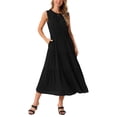 thumbnail image 2 of Vestidos de verano sin mangas para mujer Inspire Chic, vestido casual midi con volantes y bolsillos, 2XL negro, 2 of 6