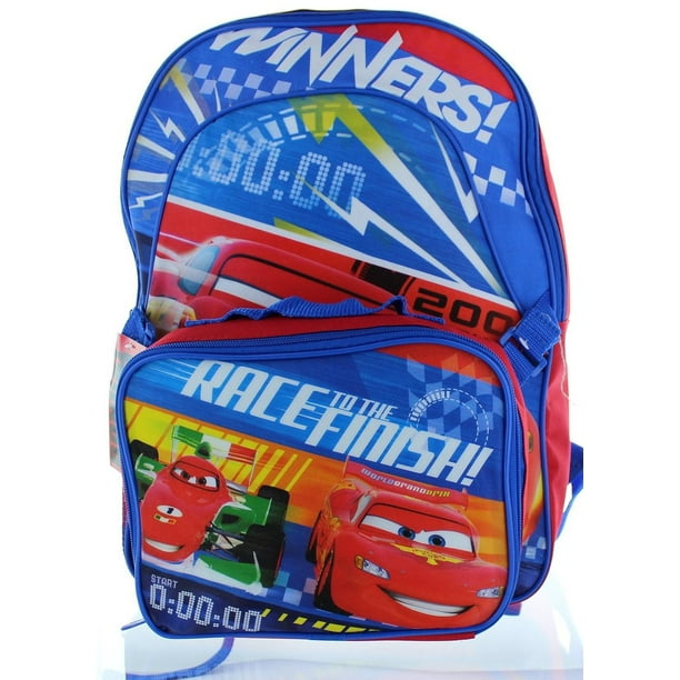 cars backpack with lunch bag