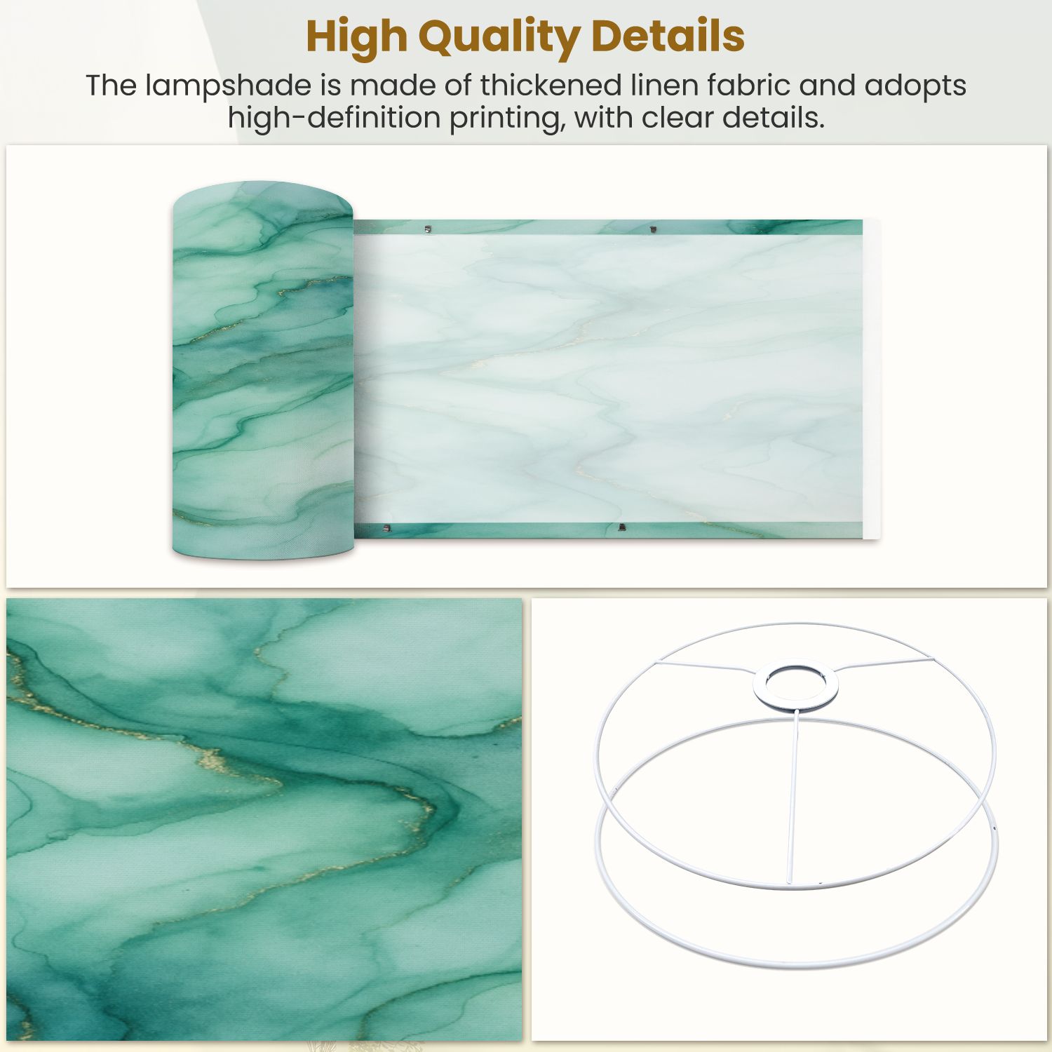 Lampshades 2 Pack Foil Seamless Blue Ink Paint Green Marble Watercolor Light Elegant 13"x13"x10" Light Shade for Table Lamps Floor Lamps Drum Lamp Shades Lampshade Replacement Easy Assembly