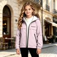 thumbnail image 2 of CPNG Girls Hooded Rain Jacket Letter Print Windproof Breathable Windbreaker Coat Autumn Winter Outerwear Hiking Windbreaker, 2 of 9