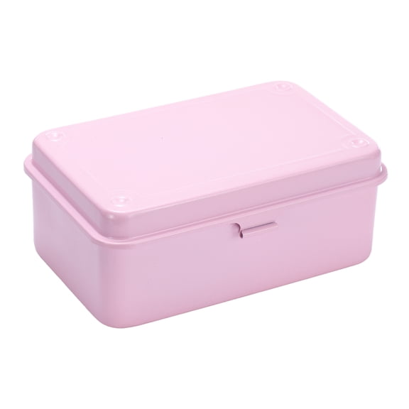 Uxcell Portable Steel Tool Box, 7.5" x 4.7" x 2.4" with Metal Latch Trunk Tool Storage Box Metal Organizer Mountain Toolbox for Garage Warehouse Workshop Household, Pink