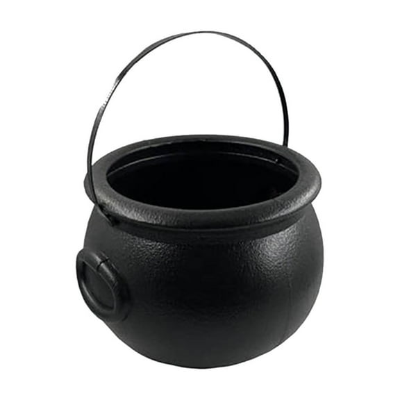 MOQIN Mini Black Cauldron with Handle Halloween Mini Witch Cauldron Kettles Multi-purposed Small Plastic Cauldron Halloween Pot Candy holder for Halloween Party Decor