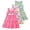 Red Colorful Green, variant on 3-Pack Toddler Girls Sleeveless Crewneck A-line Tiered Summer Sundress, Colorful Rainbow Print Casual Dress for Kids 4-5 Years