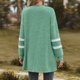 thumbnail image 4 of Cárdigan Umfun para mujer, liso, largo, tejido a rayas, con estampado, para vestidos, tops, ligero, con dobladillo alto y bajo, manga larga, verde, talla L, 4 of 5