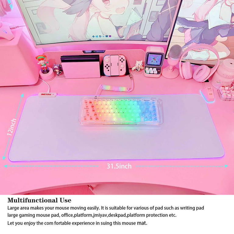 White XXL Oversized Mousepad Desk Mat for Gaming Ultra Thick