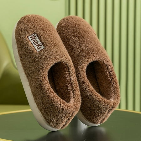 

CoCopeanut Couples Home Slippers Women Men New Fashion Warm Winter Furry Soft Short Plush Slipper Non Slip Bedroom Slides Indoor Shoes