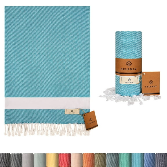 Selenly Cotton Towels & Washcloths, Turquoise