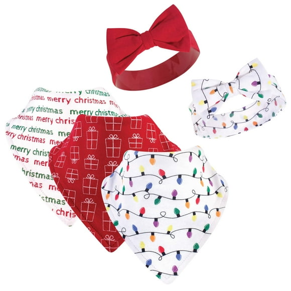 Set de babero y diadema de algodón para bebé Hudson Baby Christmas