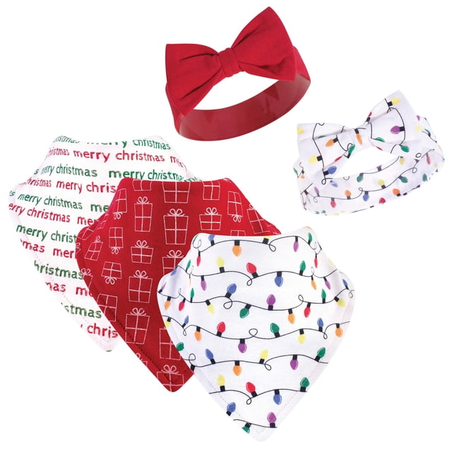 Set de babero y diadema de algodón para bebé Hudson Baby Christmas