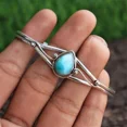 thumbnail image 2 of Natural Larimar Gemstone 925 Sterling Silver Jewelry Cuff Bracelet Size-ADJ, 2 of 2