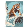 thumbnail image 2 of Tiger Surfing Ring Binder Notebook Journey Note Diary College Ruled Spiral Notebook Study Loose Leaf Paper A5 60 Pages, 2 of 8
