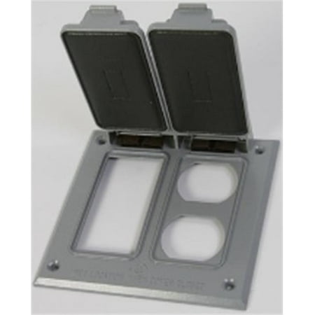 Greenfield CGFIDR2PS 2-Gang Double Duplex Weatherproof GFCI Outlet Box Cover, Gray