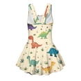thumbnail image 5 of COEQINE Girls One Piece Swimsuit for Swim Lessons & Beach Play, Cute Swim Dress with Skirt & Liner, Scoop Neck Fixed Wide Strap V-Back Swimwear, Ages 10-11, Cute Dinosaur Beige, 5 of 8