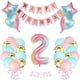 thumbnail image 1 of Arco de color degradado Globos de cumpleaños Decoraciones Globos rosas y azules Banner de feliz cumpleaños, 1 of 5