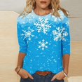thumbnail image 2 of GA WEIHUA Clearance,Women's Tops 3/4 Sleeve Round Neck Christmas Printed Tshirts Cute Tunic Loose Fit Pullover Blouses & Basic Tees(Light Blue,Medium), 2 of 5