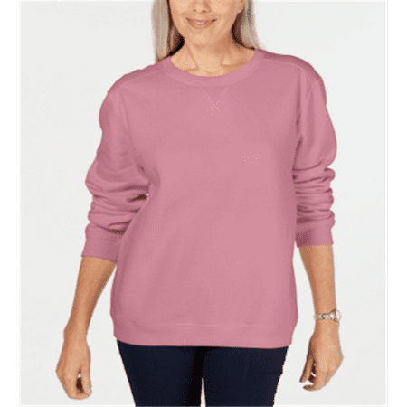 Karen Scott Petite Crewneck Fleece Sweatshirt Pink Size Petite Small