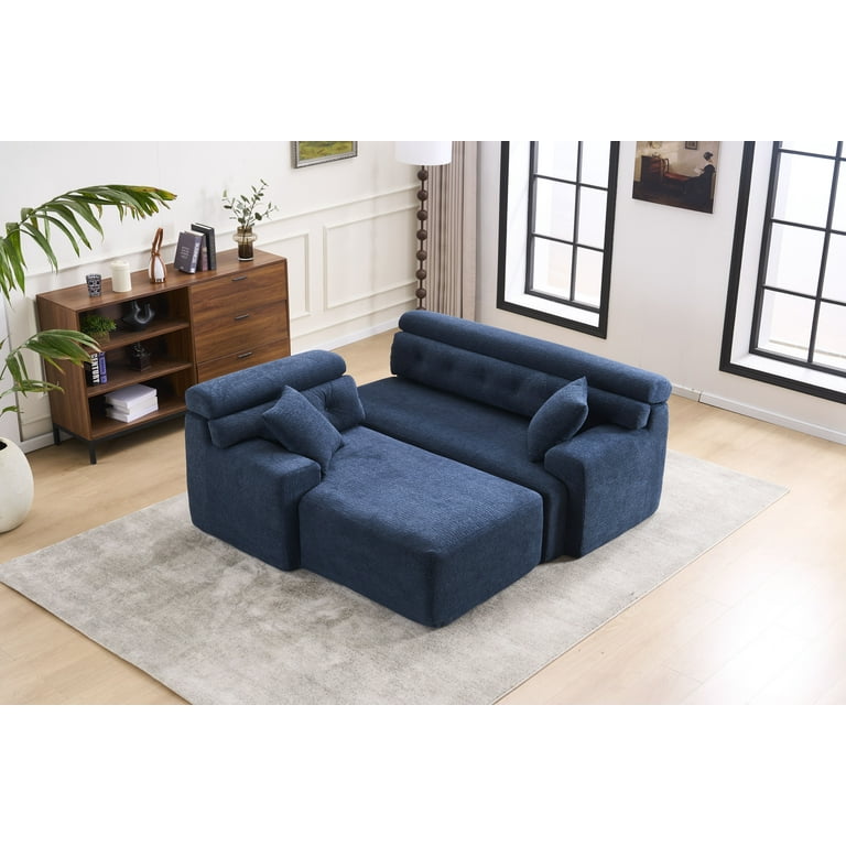 LY-029B Blue Compression Sofa Set, 3-Seater with Chaise Longue