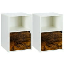 Gymax Set of 2 Nightstands Side End Table Storage Cabinet Shelf Living Room White